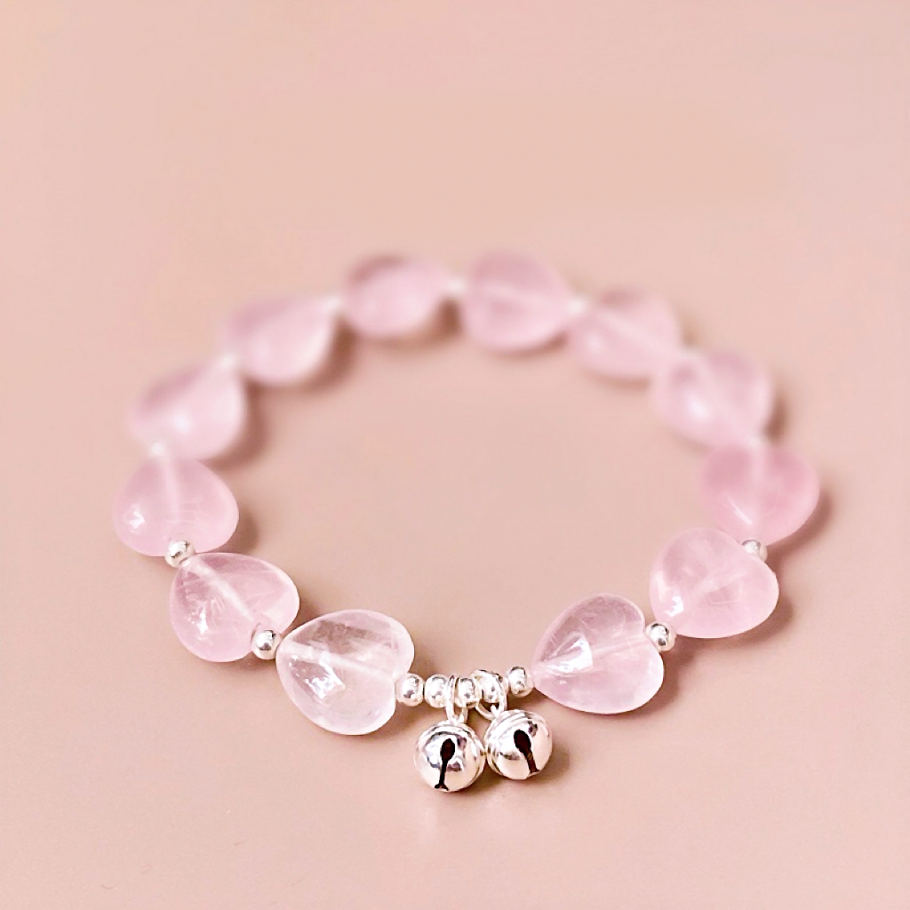 “Wishful Heart” Rose Quartz Heart Bracelet