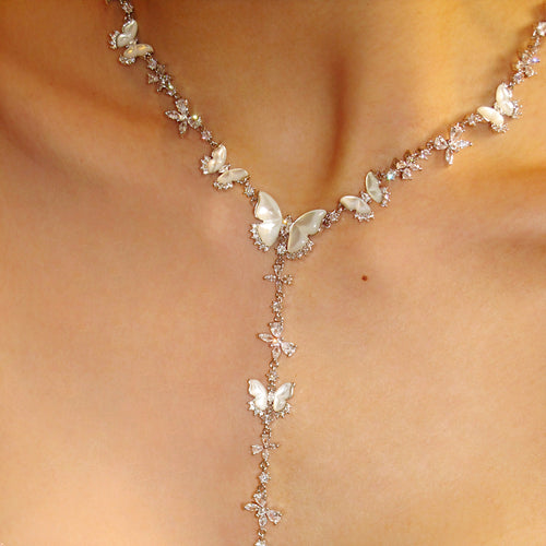 Butterfly MOP Zircon Y-Necklace