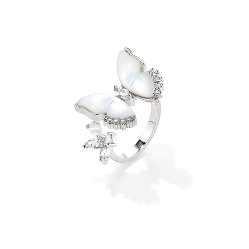 Butterfly MOP & Zircon Adjustable Ring