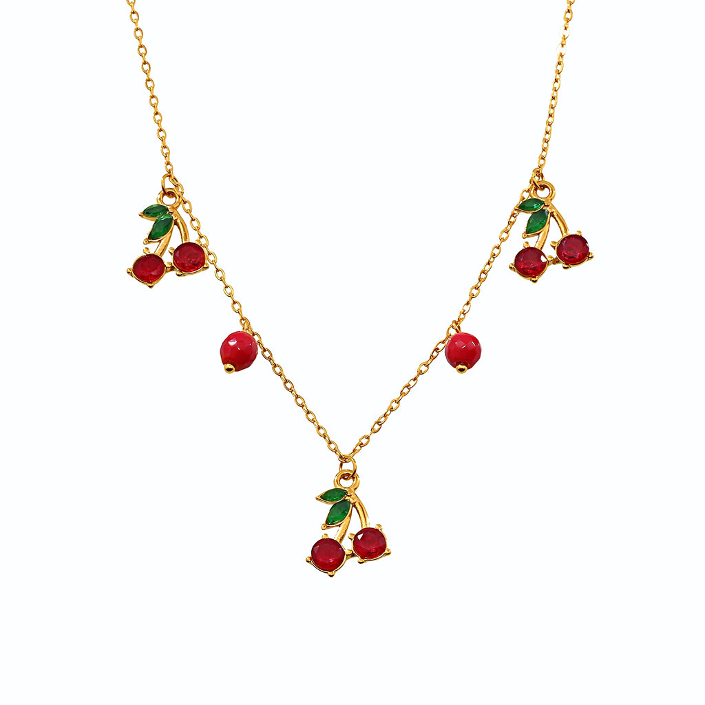 Cherry Drop · Crystal Ruby Pendant Necklace
