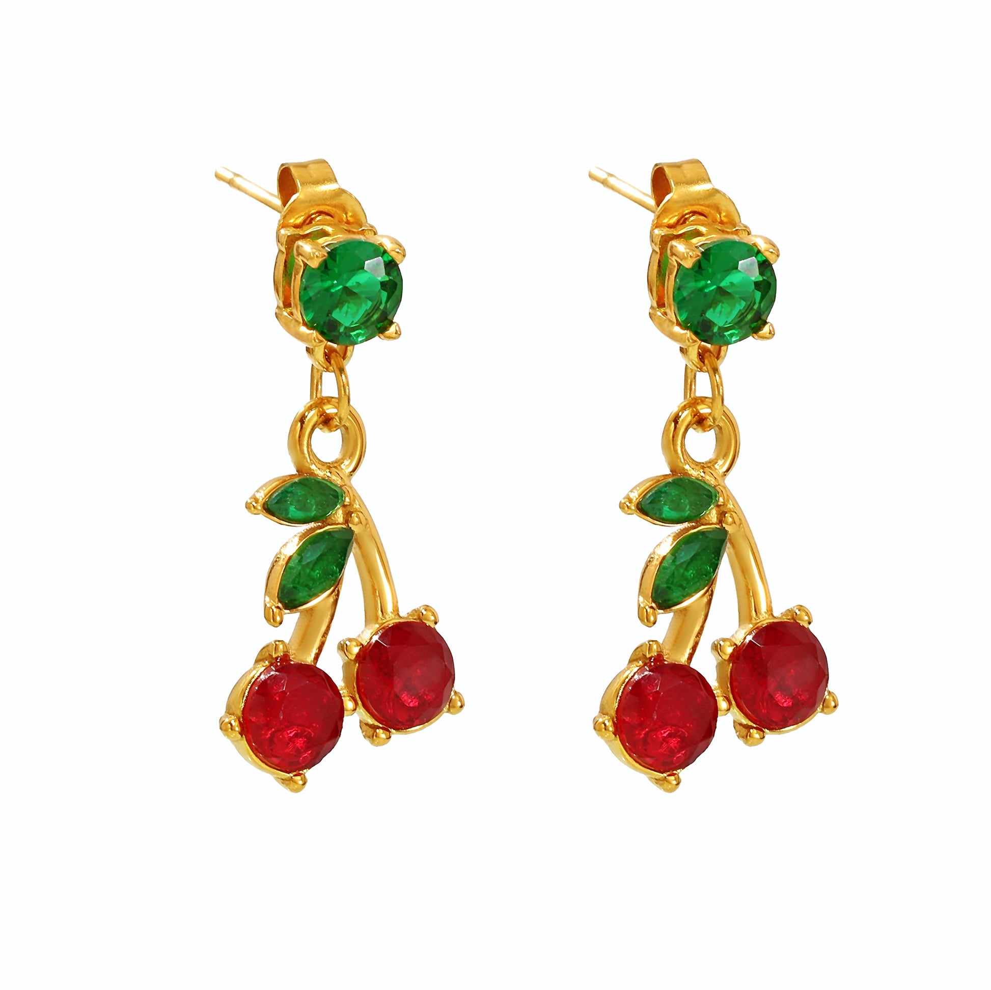 Ruby Cherry Gold Earings