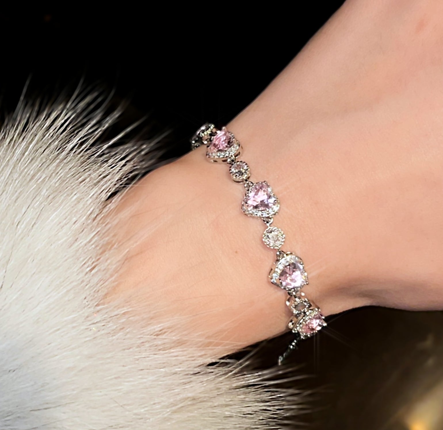 Love Heart Zirconia Sliver Bracelet