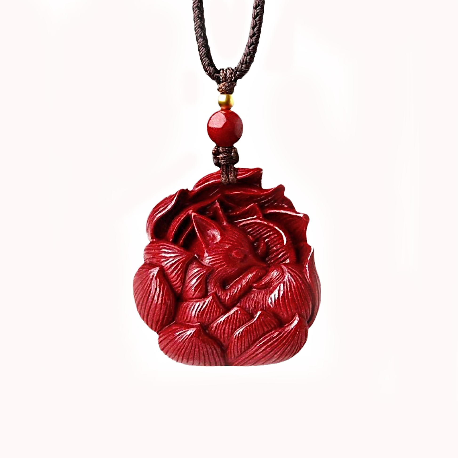 Fox's Blessings · Cinnabar Fox Lotus Necklace